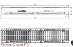 Комплект: Лоток CompoMax Drive ЛВ–15.21.10–П полимербетонный с решеткой щелевой чугунной ВЧ кл.D и E