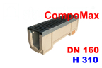 Лоток водоотводный CompoMAX ЛВ–16.25.31-П полимербетонный с решёткой щелевой чугунной ВЧ (комплект)