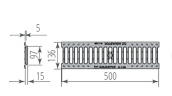 Решетка чугунная Aquastok щелевая Norma DN100 B125 500x136x15 (31013B)