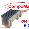 Лоток водоотводный CompoMAX ЛВ–16.25.31-П полимербетонный с решёткой щелевой чугунной ВЧ (комплект)